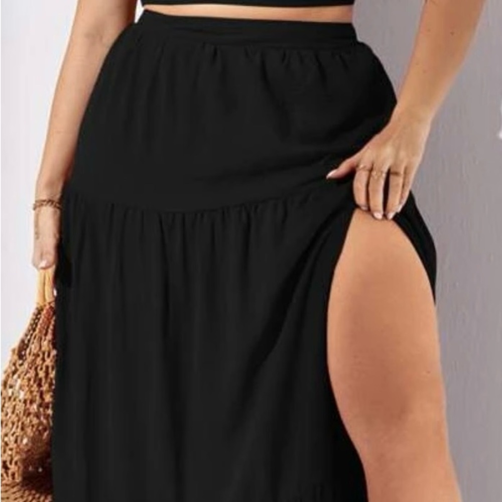 Black One Shoulder Maxi Dress with Slit